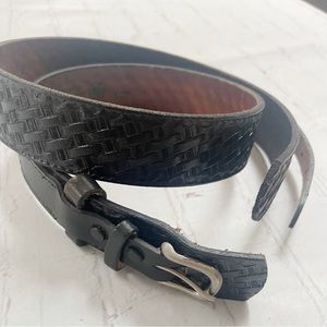 Black woven leather belt men’s 36